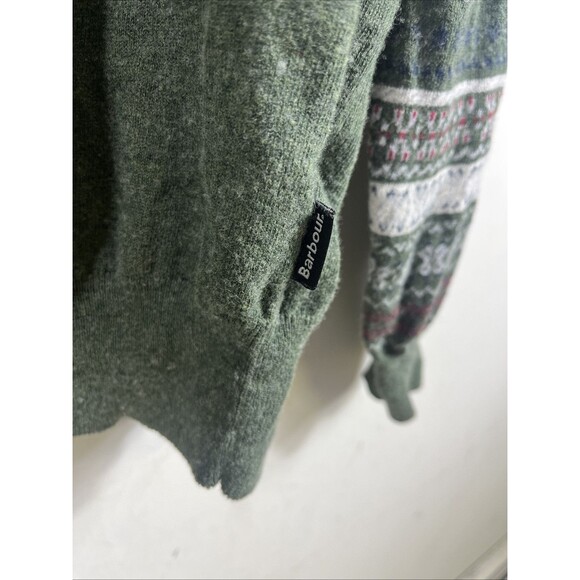 Barbour Beacon Brand Fair Isle Sweater Crewneck Mens XXL Green Cashmere Blend - Picture 3 of 9